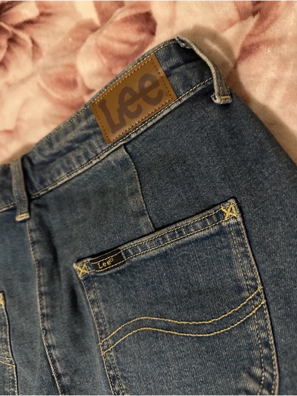 Lee Denim Mini Skirt in Medium Blue